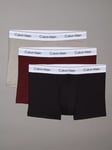 Calvin Klein Low Rise Cotton Stretch Trunks, Pack of 3, Beige/Red/Black