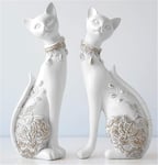 GaoF Statue de résine décorative de Chat pour Les décorations pour la Maison Cadeau de Mariage créatif Animal décor à la Maison Sculpture 21.5 * 8 * 6.8Cm 21 * 11 * 6.5Cm Blanc