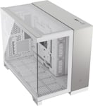 CORSAIR 2500X Small-Tower mATX Dual Chamber PC Case – Panoramic Tempered Glass – Reverse Connection Motherboard Compatible – No Fans Included – White/Satin Gray Aluminium