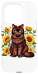 iPhone 15 Pro Sunflowers York Chocolate Cat Case