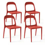 Lot de 4 chaises en plastique rouge  Oviala