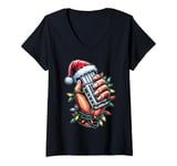 Womens Harmonica Harmonicist Christmas Hat Xmas V-Neck T-Shirt