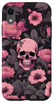 Coque pour iPhone XR Étui de téléphone gothique fleurs crâne roses et fond gothique