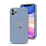 Coque pour iPhone 11 Pro Max, mignon motif coeur d'amour doré iPhone 11 Pro Max Coque pour femme et fille Housse de protection en silicone souple compatible avec iPhone 11 Pro Max (6,5 pouces)-Gris