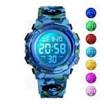 C Smart Watch PU LED Luminous Sports Vattentät Digital Military Blue Strap Digital Watch Sports Watch Digital Watch