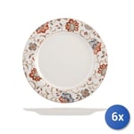 6X Assiette En Terre Cuite Jacobean De Table Ronde 31,5 Cm, Multicolore