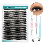 GEMERRY DIY Cluster Eyelash Extensions Kit with Lash Bond and Seal and Applicator for Beginners 280 PCS Individual Lash Cluster Kit 0.07D 10-18 Mix, DIY at Home (50D-0.07D,10-18MIX-KIT)