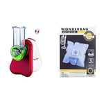 Moulinex DJ753510 Découpe Légumes Électrique Fresh Express 3 en 1 Râper Émincer Gratter Mandoline Légumes Fruits Fromage 200W + Wonderbag WB406120 boite de 5 Sacs aspirateur Wonderbag Classic