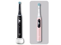 Oral-B Io Duo, Voksen, Vibrerende Tannbørste, Daglig Stell, Gum Omsorg, Puls, Sensitiv / Myk, Whitening, Sort, Rosa, 2 Min, Sort, Rosa