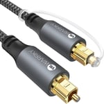 WARRKY Optical Cable for Soundbar to TV, Optical Cable, 1.8M / 6FT [Alloy Case, 