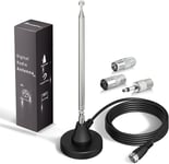 Antenne Radio Dab Fm Maison Télescopique Antenne Numérique 79Cm Intérieure Avec Base Magnétique Câble D'Extension De 3M Pour Récepteur Stéréo Dab+ Dab Fm Av Audio Vidéo Ricevitore [VID061753]