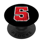 Numéro en détresse #5 Numéro universitaire rouge sport PopSockets PopGrip Interchangeable