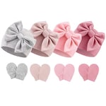 DRESHOW Bonnets de Naissance et Moufles de Protection Bébé Gants Bonnet Nouveau-né Bambin Doux Mignon Tricoté Chapeau, Taille unique