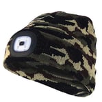 Velamp CAP06 Lighthouse Bonnet à LED rechargeable par USB, lumineux 100 lumen, taille unique, lavable, pour le sport et le travail, Vert camouflage