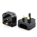 UK 2-Pin To 3-Pin Travel Plug Socket Converter European EU To UK Adapter