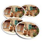 4x Round Stickers 10 cm - Charming Old House Spain  #44556