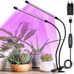 BOOTEEK Lampe Horticole LED, 40 LEDs Lampe Plante Interieur Spectre Complet Lampe de Croissance, 2 Têtes Lampe de Plante Avec Minuterie 3/9/12H, 10 Luminosités, 3 Modes Lampe Croissance Plante