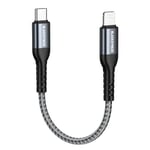 BLACKSYNCZE Câble USB C vers Lightning, 0.3M [Certification MFi] Câble USB C Lightning Charge Rapide Power Delivery pour iPhone 13 12 11 Pro Max 13 12 Mini 13 12 11 XR XS X 8 Plus 8 SE 2020, Gris