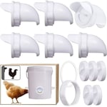 6 Pcs Mangeoire Poules Automatique, Avec 6 Ports Et Scie Cloche, éTanche à la Pluie, Mangeoire à Poulet sans DéChetsConvient aux seaux, seaux,