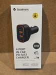 Goodmans 4 Port in-Car PD Fast Charger iPhone Android Ultra Fast Charging New