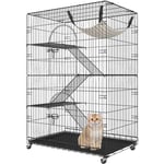 Vevor Cage pour Chat 4 Niveaux Grande Cage sur Roulettes Verrouillables Pivotant 360° 900x600x1330 mm Enclos en Fer Interieur Amovible 3 Echelles 1