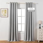 MYSKY HOME Ridaux Thermiques Isolants Anti Froid et Chaleur, Rideau Occultant Porte d'Entrée Total Lumineux Bloquer Anti Bruit pour Salon Chambre, L 140 x H 260 CM, Gris Clair, Lot de 2