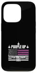 Coque pour iPhone 13 Pro Purple Up For Military Kids Drapeau américain Enfant militaire