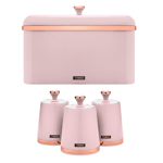 Tower Cavaletto Bread Bin & Canisters Kitchen Set (Marshmallow Pink) 🚚💨