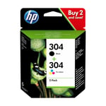 HP 304 2-pack, sort/farvepatron 3jb05ae