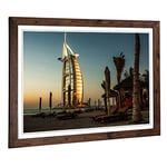 Big Box Art Framed Print of Burj al Arab Dubai Design | Wall Art Picture | Home Decor for Kitchen, Living, Dining Room, Lounge, Bedroom, Hallway, Office, Walnut, A2 / 24.5x18 Inch / 62x45cm