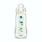 MAM | Biberon Easy Active 6+ mois (330 ml) Blanc – Biberon avec tétine en silicone débit X vitesse ultra-rapide – Biberon pour bébé avec fermeture hermétique