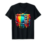 Dripping Paint Vintage Television TV Retro 70s 80s T-Shirt