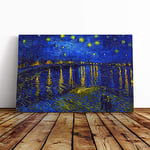 Big Box Art Canvas Print Wall Art Vincent Van Gogh Starry Night Rhone | Mounted & Stretched Box Frame Picture | Home Decor for Kitchen, Living Room, Bedroom, Hallway, Multi-Colour, 30x20 Inch