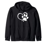 Dog Dad Mom Puppy Love Dogs Paw Print Heart Women Men Zip Hoodie