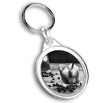 Keyring Circle - BW - Black Russian Cocktail Vodka Coffee  #42582