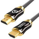 Qnected HDMI 2.1 cable 4m - (4 meters) | Ultra High Speed | 4K 120Hz & 144Hz, 8K 60Hz Ultra HD | 48 Gbps | Suitable for PS5, Xbox Series X & S | Charcoal Black