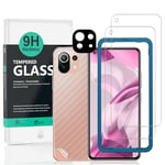 Ibywind Verre Trempé pour Xiaomi 11 Lite 5G NE/Mi 11 Lite 5G,[Paquet de 2] avec Protecteur D'écran de Caméra, Protection arrière Effet Fibre de Carbone,avec Une kit d'installation Facile