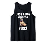 Mens Just A Boy Who Loves Pugs Cute Dog Pug Tank Top