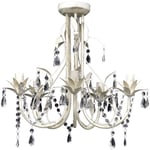 Lustre plafonnier suspendu lampe antique cristal 42,5 cm blanc