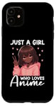 Coque pour iPhone 11 Just a Girl Who Loves Anime Merch Afro-Américain Afro