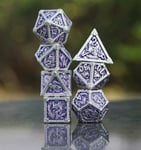 Metal Dice Set - Silver Purple Dragon