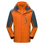 SCYDAO Vestes pour Femmes, Veste Ski Softshell Doublure en Polaire, Vêtements d'hiver Imperméables À Capuche Détachables,Orange,3XL