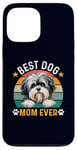 Coque pour iPhone 13 Pro Max Meilleure mère de chien Lowchen de tous les temps, propriétaire et amante de chiens amusants et rétro