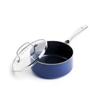 Blue Diamond Cookware Casserole Antiadhésive en Céramique Infusée au Diamant avec Couvercle, 16 cm/1,6 L, Sans PFAS, Induction, Lavable au Lave-Vaisselle, Va au Four, Bleu