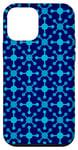 iPhone 12 mini Navy Blue Cyan Crosses Molecule Dots Modern Pattern Case