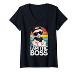 Womens Baby Boss "I Am The Boss" Retro Like A Boss Kids V-Neck T-Shirt