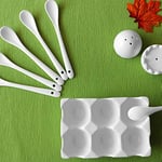 Holst Porzellan EB 006 FA1 Set de 8 porte-œufs en porcelaine pour 6 personnes avec cuillère, salière et poivrière