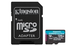 Kingston Canvas Go! Plus microSD geheugenkaart Class 10, UHS-I 128GB microSDXC 170R A2 U3 V30 kaart + ADP