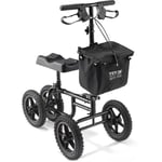 Vevor - Trottinette pliante genoux,160 kg,deambulateur orientable acier au carbone,guidon et genouillere hauteur reglable,roue tout terrain 305