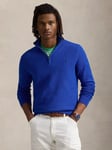 Polo Ralph Lauren Half Zip Mesh Cotton Jumper, Blue Saturn